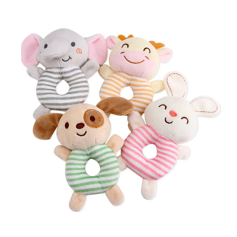 New Baby Rattle Toys Cartoon Animals Plush Infant Hand Ring Bed Toys for Newborn 0-24 Months