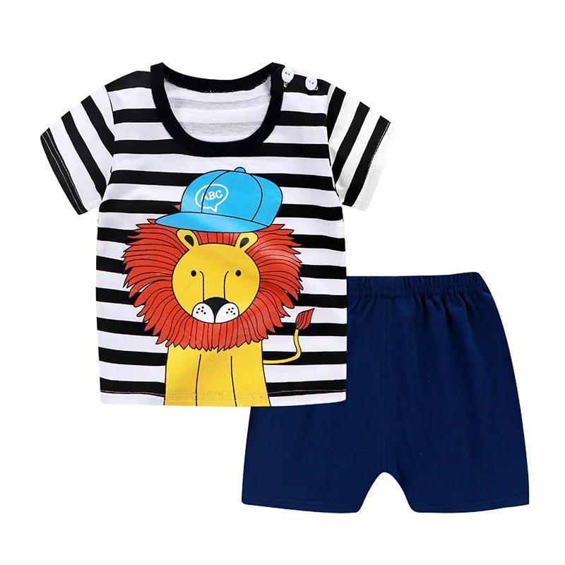 Winnie Pooh Cute Children Tracksuit Summer Clothing Cartoon Fashion Baby Boys  T-shirt + Shorts 2piece Set