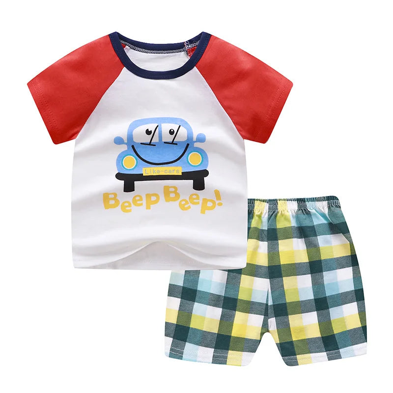 Winnie Pooh Cute Children Tracksuit Summer Clothing Cartoon Fashion Baby Boys  T-shirt + Shorts 2piece Set