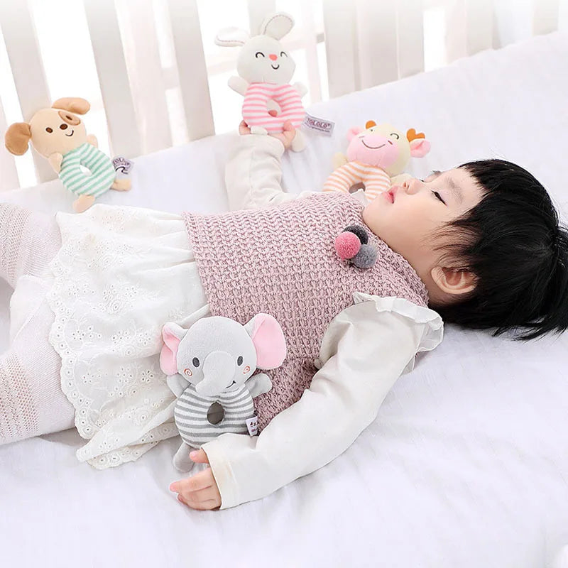 New Baby Rattle Toys Cartoon Animals Plush Infant Hand Ring Bed Toys for Newborn 0-24 Months
